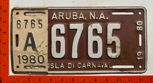 1980 Aruba #A-6765 Passenger License Plate