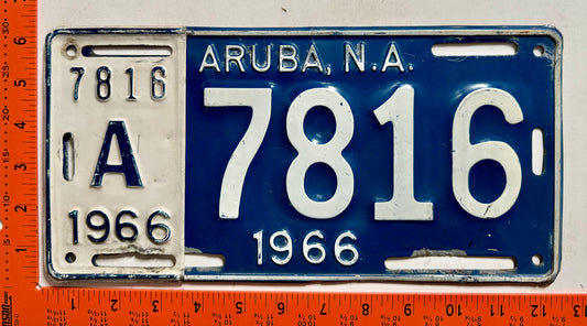 1966 Aruba #A-7816 Passenger License Plate