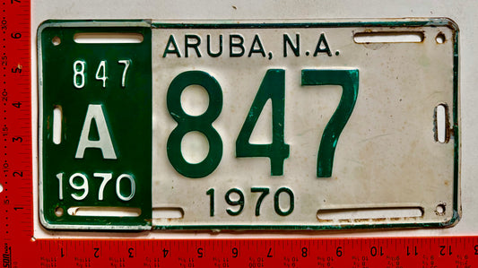 1970 Aruba #A-847 Passenger License Plate