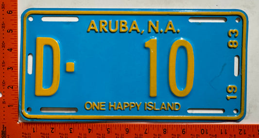 1983 Aruba #D-10 Government License Plate