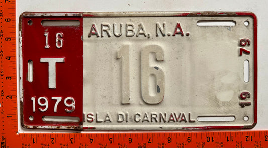 1979 Aruba #T-16 Tourist Vehicle License Plate