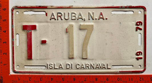 1979 Aruba #T-17 Tourist Vehicle License Plate