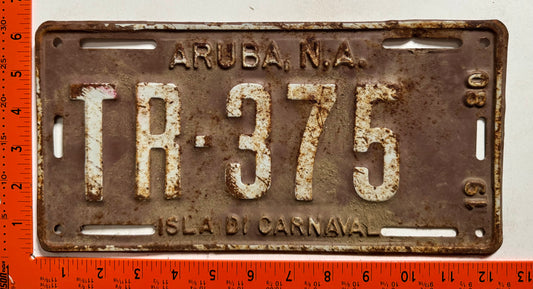 1980 Aruba #TR-375 Truck License Plate
