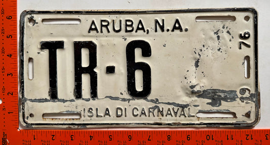 1976 Aruba #TR-6 Truck License Plate