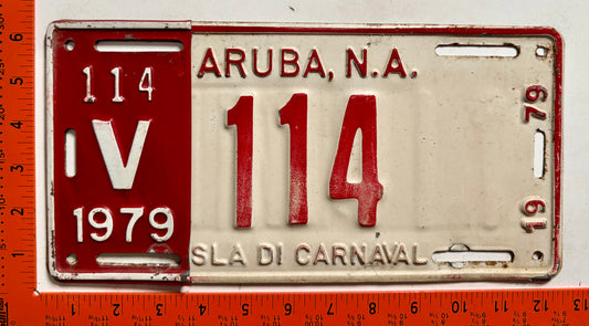 1979 Aruba #V-114 Rental License Plate