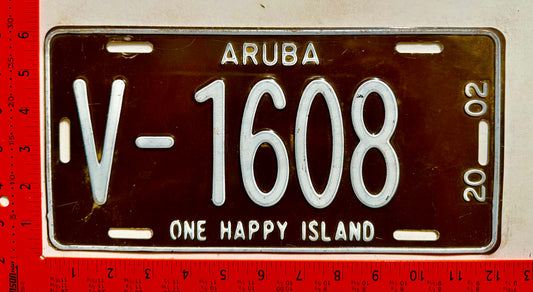 2002 Aruba #V-1608 Rental License Plate