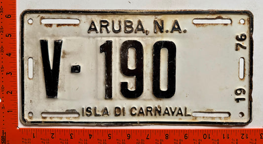 1976 Aruba #V-190 Rental License Plate