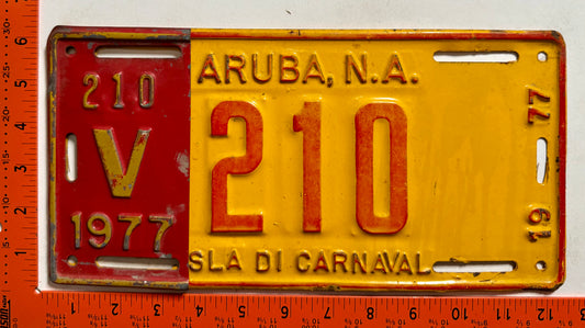 1977 Aruba #V-210 Rental License Plate
