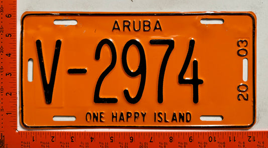 2003 Aruba #V-2974 Rental License Plate