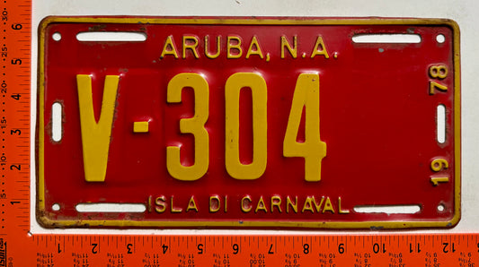 1978 Aruba #V-304 Rental License Plate