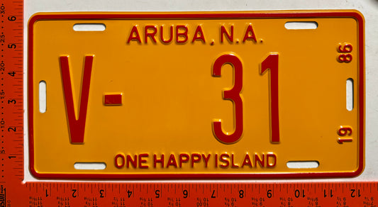 1986 Aruba #V-31 Rental License Plate