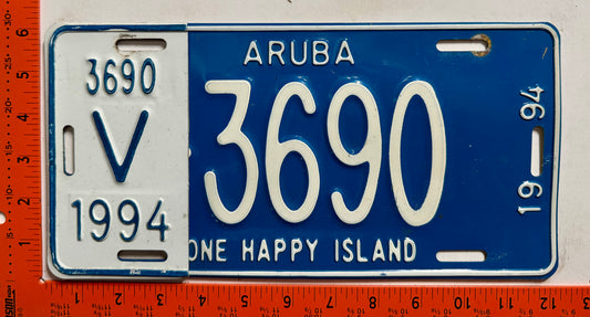 1994 Aruba #V-3690 Rental License Plate