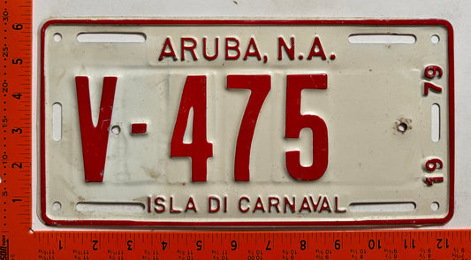 1979 Aruba #V-475 Rental License Plate