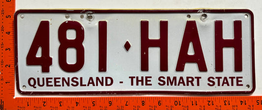 2004 base Queensland, Australia #481-HAH Passenger License Plate