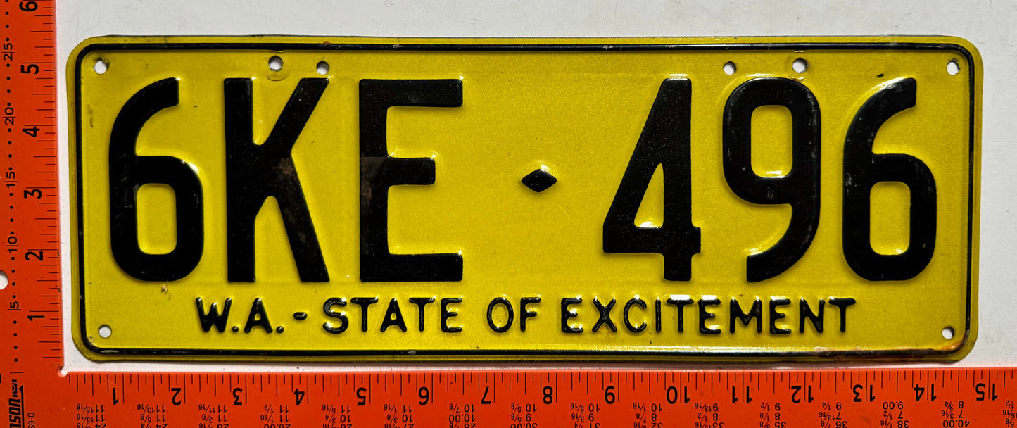 1979 base Western Australia #6KE-496 Passenger License Plate