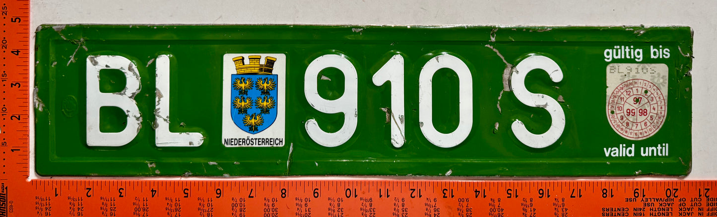 1997 Austria #BL 910 S Temporary License Plate