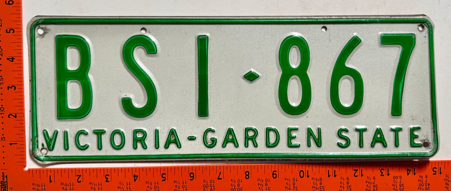 1977 base Victoria, Australia #BSI-867 Passenger License Plate