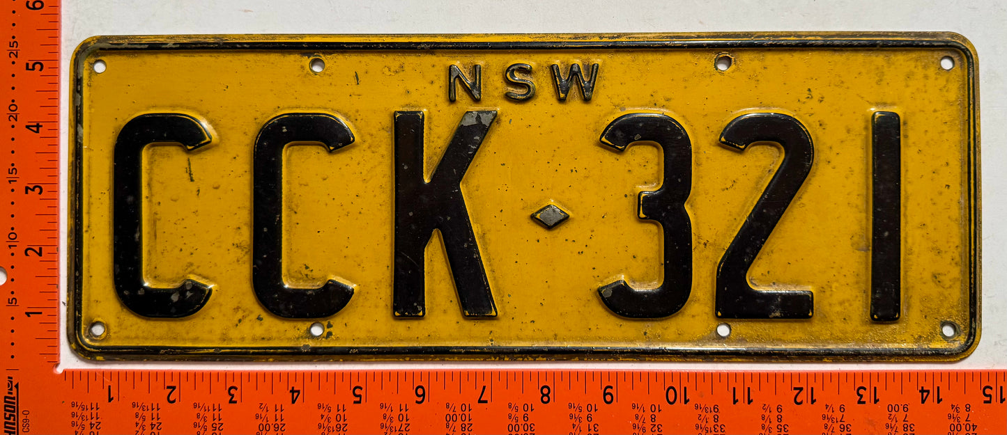1951 base New South Wales, Australia #CCK-321 Passenger License Plate
