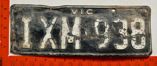 1953 base Victoria, Australia #IXM-938 Passenger License Plate