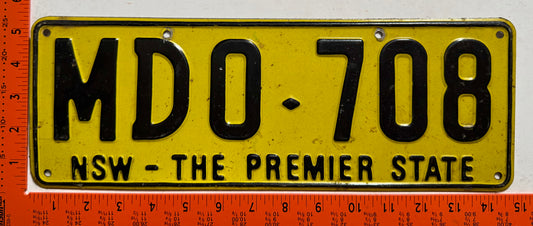 1980 base New South Wales, Australia #MDO-708 Passenger License Plate
