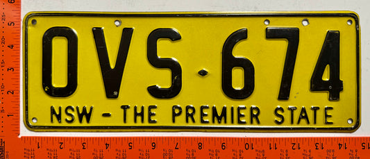 1980 base New South Wales, Australia #OVS-674 Passenger License Plate