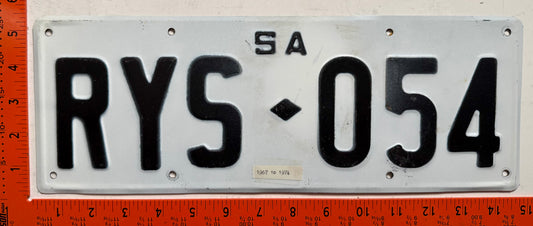 1967 base South Australia #RYS-054 Passenger License Plate