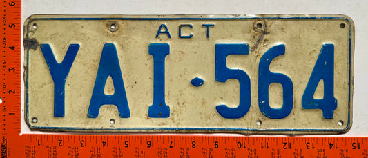 1968 base Australian Capital Territory #YAI-564 Passenger License Plate