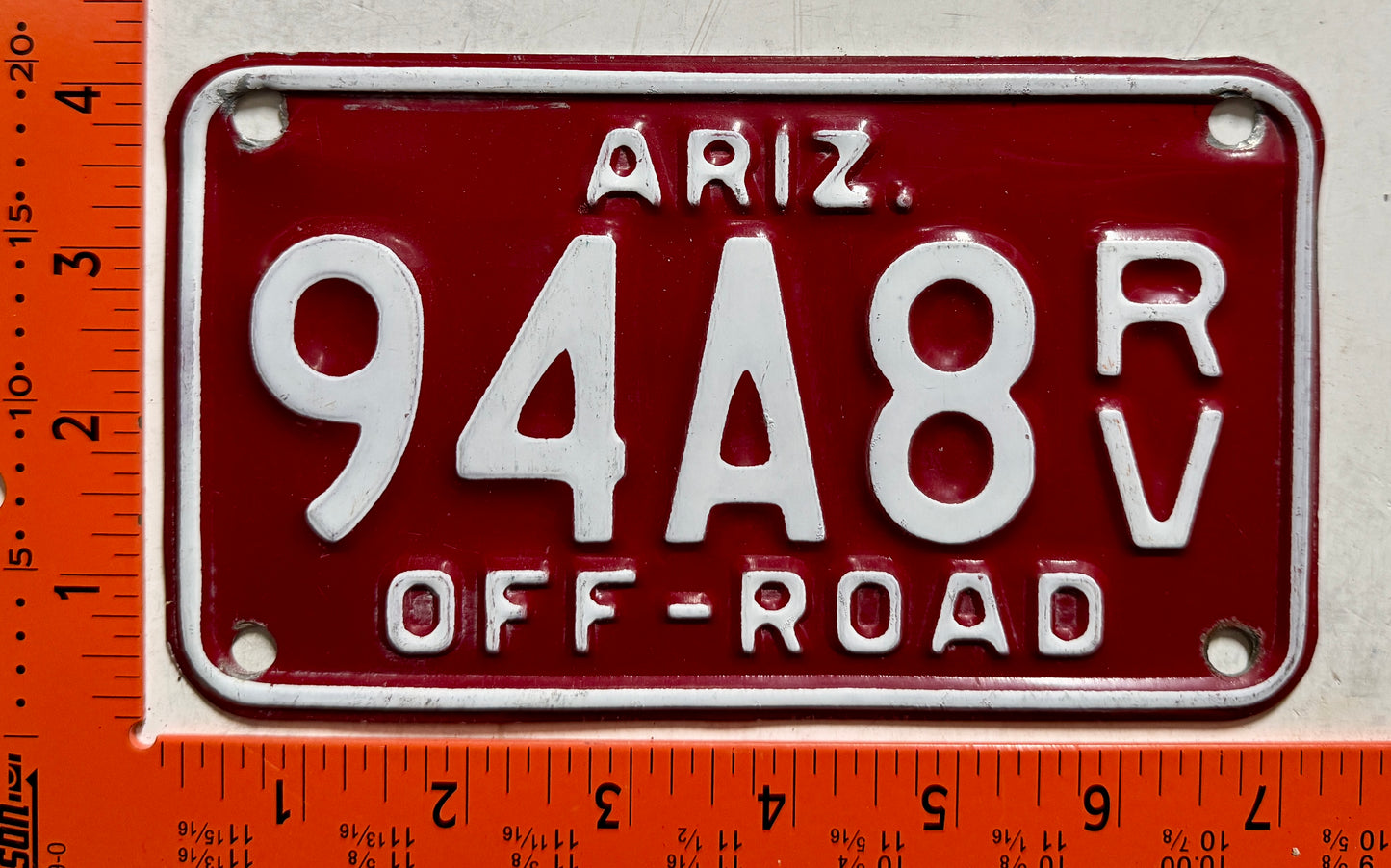 undated Arizona #94A8 Off-Road Vehicle License Plate