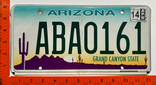2014 Arizona #ABA0161 Passenger License Plate