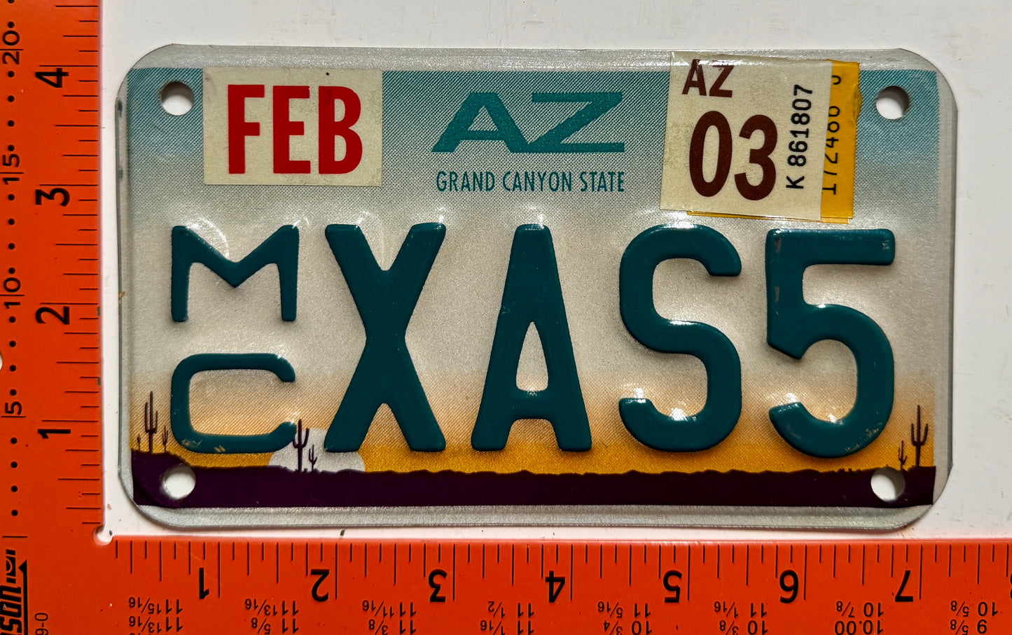 2003 Arizona #XAS5 Motorcycle License Plate