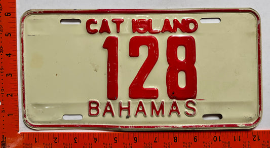 1978 base Cat Island, Bahamas #128 Passenger License Plate