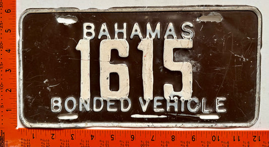 1978 base Bahamas #1615 Bonded Vehicle License Plate