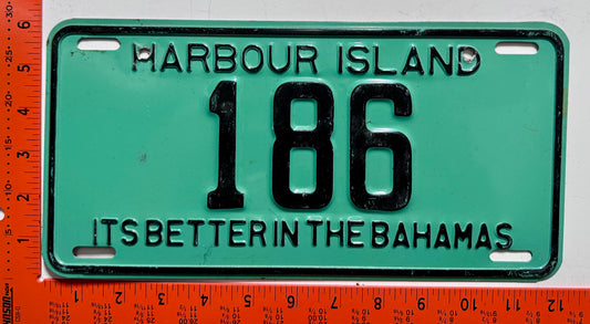1977 Harbour Island, Bahamas #186 Passenger License Plate