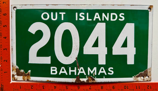pre 1976 Out Islands, Bahamas #2044 Passenger License Plate (Porcelain)