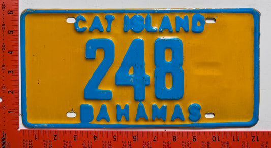 1981 base Cat Island, Bahamas #248 Passenger License Plate