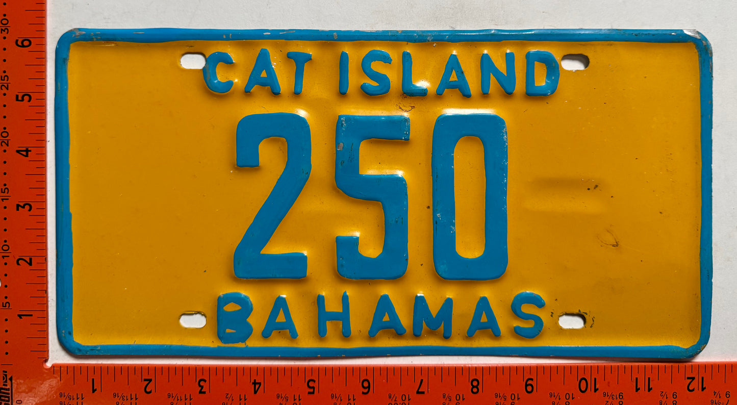 1981 base Cat Island, Bahamas #250 Passenger License Plate