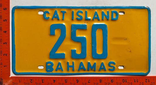 1981 base Cat Island, Bahamas #250 Passenger License Plate