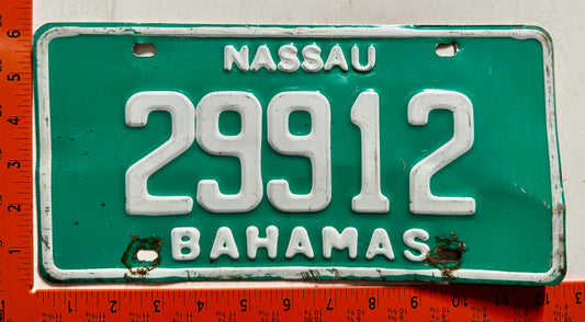 1990 base Nassau, Bahamas #29912 Passenger License Plate