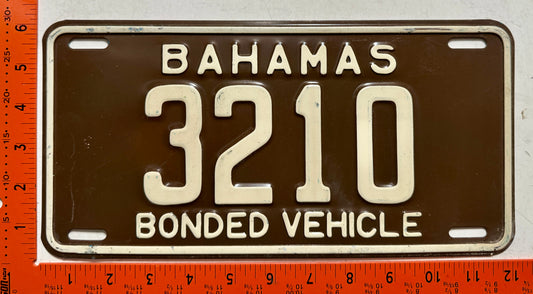 1978 base Bahamas #3210 Bonded Vehicle License Plate
