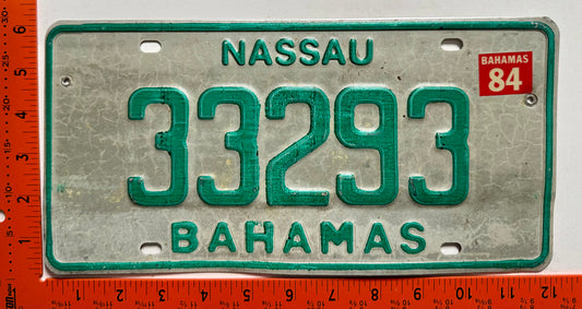 1984 Nassau, Bahamas #33293 Passenger License Plate