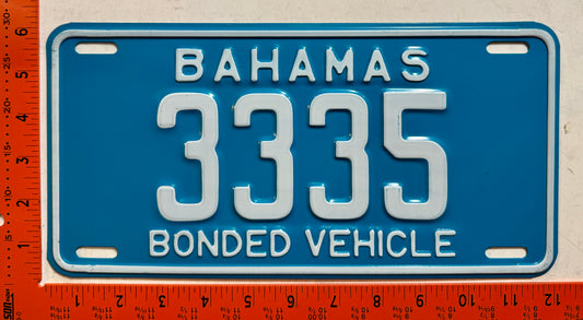 1981 base Bahamas #3335 Bonded Vehicle License Plate