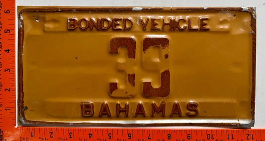 1983 base Bahamas #39 Bonded Vehicle License Plate