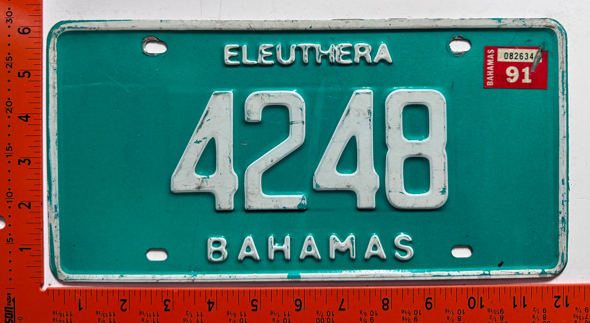 1991 Eleuthera, Bahamas #4248 Passenger License Plate