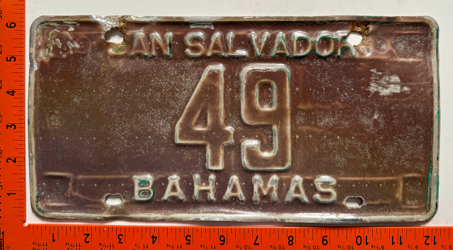 1983 base San Salvador, Bahamas #49 Passenger License Plate
