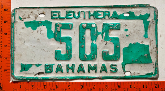 1983 Eleuthera, Bahamas #505 Passenger License Plate