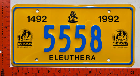 1992 Eleuthera, Bahamas #5558 Passenger License Plate