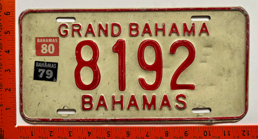 1979/1980 Grand Bahama, Bahamas #8192 Passenger License Plate