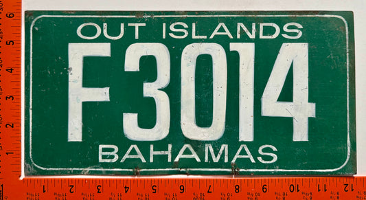 pre 1976 Out Islands, Bahamas #F3014 Passenger License Plate