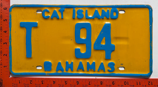 1981 base Cat Island, Bahamas #T 94 Truck License Plate