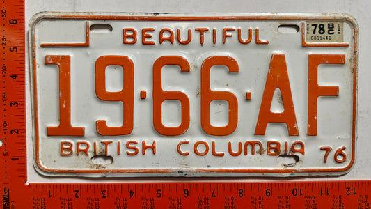 1978 British Columbia #19-66-AF Commercial License Plate